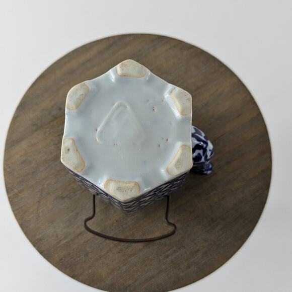 Miniature Chinese Tea Pot Vintage Soy Sauce Vinegar Container Chinoiserie Cobalt - Picture 9 of 10